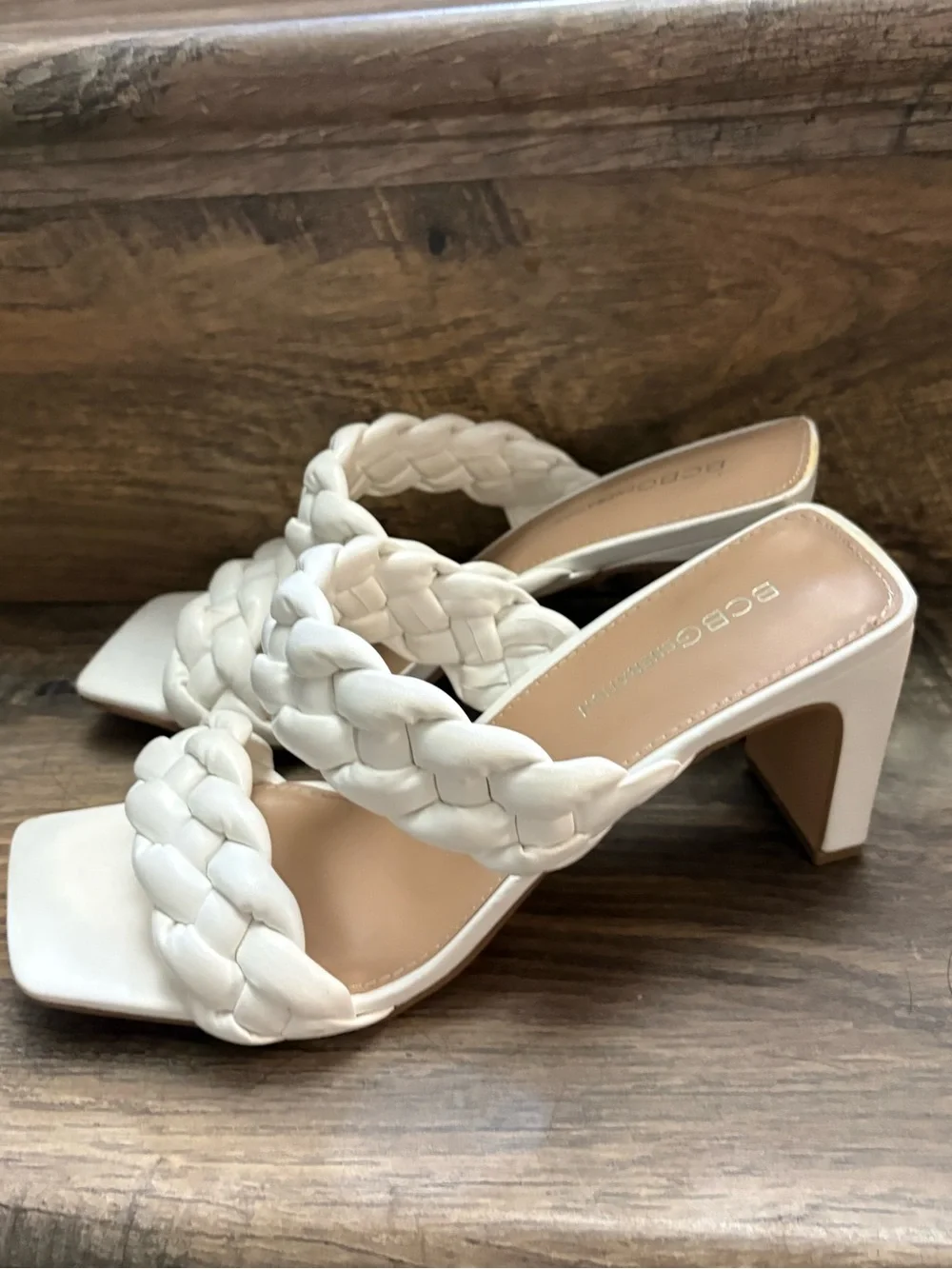 BCBGeneration Cream Braided Platform Sandals